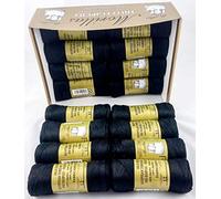 ▷ Pack de 16 Zepelines de algodón perlé 100% egipcio mercerizado para tejer labores de ganchillo o punto con un acabado elegante. (16 Zepelines N12, Negro)