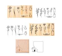 Pack De 17 Sellos Para Jarrones De Plantas, Sellos Retro De Madera, Sellos De Temática Literaria, Sellos De Plantas Creativos, Manuales De Bricolaje, Sellos Decorativos Para Diarios