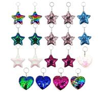 Pack De 19 Colgantes De Lentejuelas Con Purpurina, Llaveros De Estrella Y Amor, Colgantes De Lentejuelas Invertidas, Llaveros De Colores, Complementos Y Complementos De Ropa