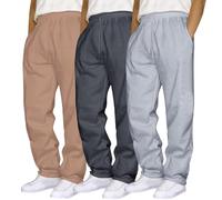Pack de 2/3 pantalones de chándal para hombre, pantalones de deporte holgados, cintura elástica, pantalones de ocio, transpirables, largos, anchos, con bolsillos y cordón, marrón, S
