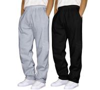 Pack de 2/3 pantalones de chándal para hombre, pantalones de deporte holgados, cintura elástica, pantalones de ocio, transpirables, largos, anchos, con bolsillos y cordón, Z01 gris., 3XL