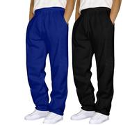 Pack de 2/3 pantalones de chándal para hombre, pantalones de deporte holgados, cintura elástica, pantalones de ocio, transpirables, largos, anchos, con bolsillos y cordón, Z01 azul., XL