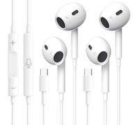 Pack de 2 auriculares USB-C, auriculares estéreo HiFi con aislamiento de ruido, micrófono integrado y control de volumen compatible con i-Phone 16/15/Plus/Pro Max, Galaxy S24/S23/Ultra/A53,i-Pad Pro