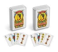 Pack de 2 Barajas Cartas Clásicas Españolas Plastificadas. 2 Mazos de Naipes en Embase de Plástico Rígido para Transportar. Ideal para Regalar. Mus, Escoba, Brisca, Truco, Uno, Dos, Siete