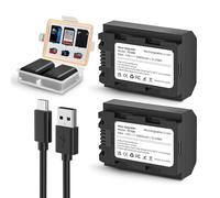 Pack de 2 baterías NP-FZ100 de 2880 mAh, USB-C de carga rápida compatible con Sony A7R IV, A7R III, A7 III, A7C, A7C II, A6500, A6600, A6700, FX3, ZV-E1 con una caja de almacenamiento