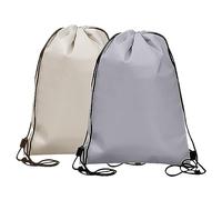 Pack de 2 Bolsas isotérmicas, Mochilas con cordón, Bolsas refrigeradoras Plegables, Bolsas Reutilizables para el Trabajo, la Escuela, los Viajes. (Beige, Gris)