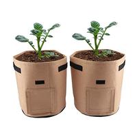 Pack de 2 Bolsas para Plantar Patatas con Ventana de Cosecha - Macetas de Tela No Tejida Transpirable con Asas, Sacos de Cultivo Reutilizables para Tomates, Verduras y Huerto Urbano en Casa