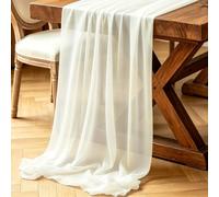 Pack de 2 Caminos de Mesa Beige, 77x300 cm Boho Moderno Suave Camino de Mesa de Gasa para Bodas, Fiestas, Baby Showers, Despedidas de Soltera, Bautizos y Decoración Interior y Exterior