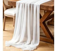 Pack de 2 Caminos de Mesa Blanco, 77x300 cm Boho Moderno Suave Camino de Mesa de Gasa para Bodas, Fiestas, Baby Showers, Despedidas de Soltera, Bautizos y Decoración Interior y Exterior