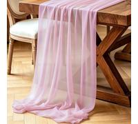 Pack de 2 Caminos de Mesa Rosa, 77x300 cm Boho Moderno Suave Camino de Mesa de Gasa para Bodas, Fiestas, Baby Showers, Despedidas de Soltera, Bautizos y Decoración Interior y Exterior