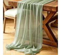 Pack de 2 Caminos de Mesa Verde Salvia, 77x300 cm Boho Moderno Suave Camino de Mesa de Gasa para Bodas, Fiestas, Baby Showers, Despedidas de Soltera, Bautizos y Decoración Interior y Exterior