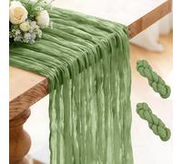 Pack de 2 Caminos de Mesa Verde Salvia Oscuro, 300 x 90 cm Estilo Bohemio Rústicos Camino de Mesa para Bodas, Fiestas de Cumpleaños, Baby Showers, Despedidas Soltera Decoración de Banquetes