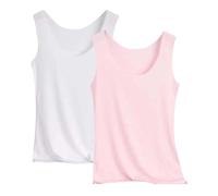 Pack de 2 Camisetas de Tirantes para Mujer, Camiseta Básica Elástica de Manga Corta, Camisetas de Verano, Ropa Interior de Manga Corta, Top Estrecho, Camiseta Ligera, Camiseta de Cuello en U, Camiseta
