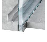 Pack de 2 canales de aluminio en forma de U de 100 cm para cristal, guía inferior para mamparas de ducha sin marco o barandillas de cristal,(Silver,6mm(4/16in))