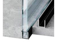Pack de 2 canales de aluminio en forma de U de 100 cm para cristal, guía inferior para mamparas de ducha sin marco o barandillas de cristal,(Black,10mm(13/32in))