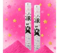 Pack de 2 Cañones Confeti Fiesta Revelación de Género Sexo Mix Surtido Rosa o Azul 40 cm - Cañón Fiesta Revelación Sexo Bebé Niña Niño Niñas Niños - Baby Shower Gender Reveal (Rosa)