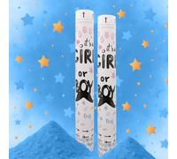Pack de 2 Cañones Confeti Fiesta Revelación de Género Sexo Mix Surtido Rosa o Azul 40 cm - Cañón Fiesta Revelación Sexo Bebé Niña Niño Niñas Niños - Baby Shower Gender Reveal (Azul)