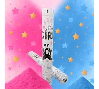 Pack de 2 Cañones Confeti Fiesta Revelación de Género Sexo Mix Surtido Rosa y Azul 40 cm - Cañón Fiesta Revelación Sexo Bebé Niña Niño Niñas Niños - Baby Shower Gender Reveal