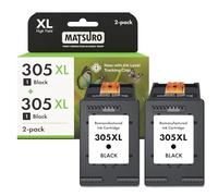 Pack de 2 cartuchos de tinta negra 305XL compatibles con HP Deskjet 1110 2130 3630, Envy 4520 4521 4500, OfficeJet 3830 4650 4651, alta capacidad, cartucho de repuesto, aprox. 650 páginas por