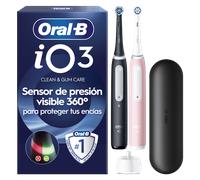 Pack de 2 cepillos eléctricos iO3 Negro y Rosa con 2 cabezales y funda de viaje