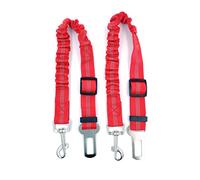 Pack de 2 Cinturon De Seguridad para Perros - Cinturon Perro Coche - Correa Perro Coche con Elástico y Fuerte Mosquetón para Trasportar Mascotas (2 Cinturones Rojos)