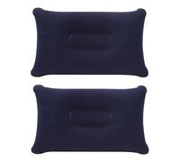 Pack de 2 Cojines Inflables Ultraligeros y Compactos para Viaje, Camping y Actividades al Aire Libre, Cojines Hinchables de Tela Afelpada Resistente al Agua, Color Azul Oscuro 35,5 cm x 22 cm x 10 cm