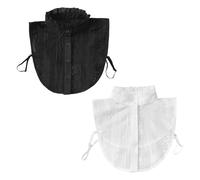 Pack De 2 Collares Falsos Para Mujer, Collares Decorativos Versátiles, Cuellos Sencillos, Cuellos Desmontables (Blanco, Negro)
