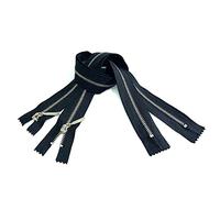 Pack de 2 / Cremalleras 35cm de Metal y Nylon Cerrada #3, Cremallera para Coser en Ropa, Zapatos, Manualidades, Negro y Plateado, (35cm,2uds 888)