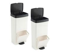 PACK de 2 Cubos de basura o reciclaje 70L, VERTICAL, en 2 Compartimentos, Papelera para residuos, 76 cm de altura, fácil gestión