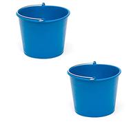 Pack de 2 Cubos de Goma, de Color Azul, de 23,4 x 17,9 cm, con Capacidad de 6 litros, con asa de Metal, para Distintas Funciones, Cubo Limpieza, cubeta agrícola