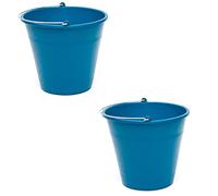 Pack de 2 Cubos de Goma, de Color Azul, de 26 x 22,9 cm, con Capacidad de 8 litros, con asa de Metal, para Distintas Funciones, Cubo Limpieza, cubeta agrícola