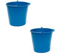 Pack de 2 Cubos de Goma, de Color Azul, de 30 x 25,7 cm, con Capacidad de 13 litros, con asa de Metal, para Distintas Funciones, Cubo Limpieza, cubeta agrícola