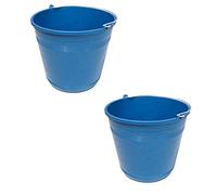 Pack de 2 Cubos de Goma, de Color Azul, de 33,2 x 27,8 cm, con Capacidad de 16 litros, con asa de Metal, para Distintas Funciones, Cubo Limpieza, cubeta agrícola