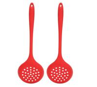 Pack de 2 cucharones de cocina con colador de silicona, cucharas con ranuras de silicona, cuchara antiadherente para pasta y cucharón de cocina con colador, espumadera ergonómica para cocinar y freír