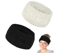 Pack De 2 Diademas De Terciopelo Plus, Diademas Cálidas Con Protección Para Los Oídos, Diademas De Punto Elástico, Diademas Anchas Para Mujer (Negro, Blanco)