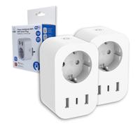 Pack de 2 enchufes inteligentes WiFi con 2 puertos USB y USB-C 16A 3680W, compatibles con Alexa y Google Home, temporizador y control remoto App Smart Life, enchufe domótico 2.4GHz