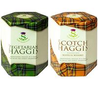 Pack de 2 Escoceses Haggis Vegetariano and Scotch Whisky Haggis Comida Escocesa Regalos Plato Nacional de Escocia
