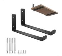 Pack de 2 Escuadras Metalicas - Soporte Estanteria Pared para Balda Flotante, Escuadras para Estanterias de 0,5 cm de Espesor, Soporte Balda en Color Negro, Soportes para Estantes de Diseño, 25 cm