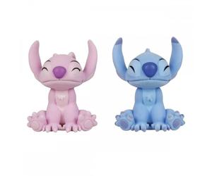 Pack de 2 Figuras Flocadas Enesco Disney: Stitch y Angel Beso Encantador