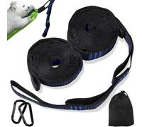 Pack de 2 fijaciones para hamacas, 3 m x 2,5 cm, para colgar hamacas con 10 trabillas, fijación con 2 ganchos de mosquetón+bolsa de almacenamiento, fijación para columpio para camping, máx. 300 kg