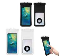 Pack de 2 Fundas Impermeables para Teléfono Móvil, Bolsa Transparente Impermeable para Teléfono Móvil Adecuada para Nadar, Apta para Apple, Samsung, Huawei, Etc (Negro + Blanco)