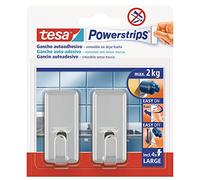 Pack de 2 ganchos tesa Powerstrips Grandes, cromados + 4 tiras