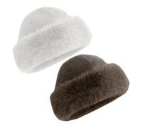 Pack De 2 Gorros De Cúpula, Gorros para El Frío Y El Calor, Gorros De Felpa, Gorros De Invierno, Gorros Sencillos Y Versátiles (Marrón, Blanco)