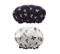 Pack De 2 Gorros De Ducha Con Lazo, Lindo Gorro De Ducha, Gorro De Ducha Impermeable De Doble Capa, Gorro De Maquillaje Para Mujer, Gorro De Noche Ajustable, Gorro Rizador, Salón