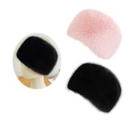 Pack De 2 Gorros De Piel, Productos De Protección contra El Frío De Invierno, Gorros Cómodos Y Cálidos, Elees Gorros De Invierno para Mujer (Negro, Rosa)