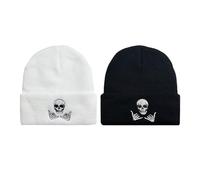 Pack De 2 Gorros De Punto, Gorros con Calavera Bordada, Gorros Cálidos De Invierno, Gorros Unisex Resistentes Al Frío