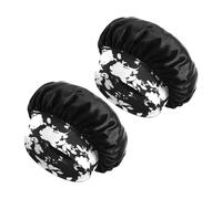 Pack De 2 Gorros De Satén Negro, Gorro Para Dormir Para El Cuidado Del Cabello Nocturno, Gorro Rizado Para Mujer, Gorro Ajustable Para Envolver El Cabello, Gorro De Satén Reutilizable (35 Cm)