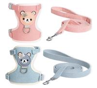 Pack de 2, Juego de 2 correas para conejo, correa para conejos enanos, arnés ligero para animales pequeños, azul y rosa (S), ideal para paseos y viajes