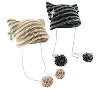 Pack De 2 Lindos Gorros De Lana, Gorros Cálidos para Otoño E Invierno, Gorros De Punto A Rayas, Gorros De Punto para Mujer, Accesorios De Vestir