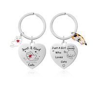 Pack De 2 Llaveros Amantes De Los Gatos, Llaveros Divertidos, Llaveros De Acero Inoxidable Grabados, Lindos Coles Decorativos